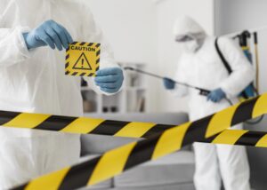 Lo smaltimento dei rifiuti a rischio infettivo rappresenta un dovere verso tutta la comunità. In questa foto, l'immagine di un'area protetta a causa di rischio biologico.